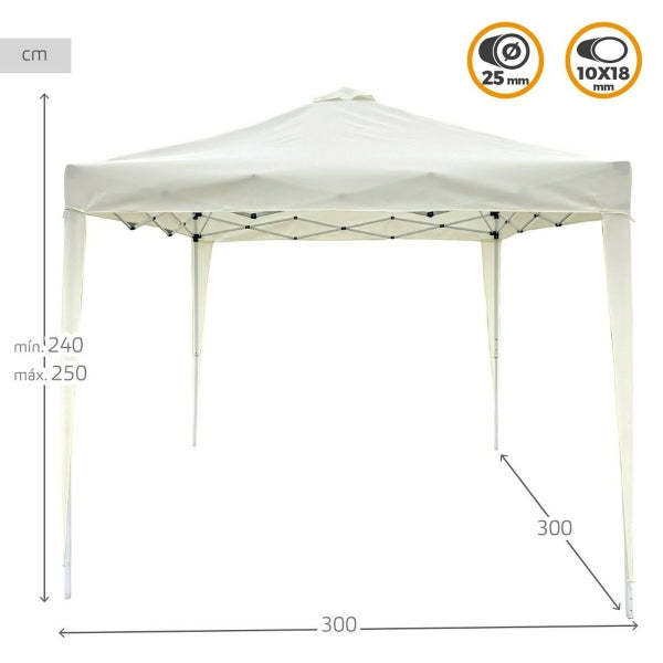 Marquee (3.5 x 3.5 m) with solar LED lighting - Elegant gazebo