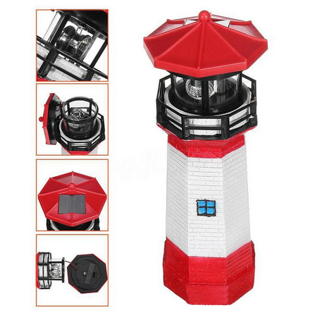 Decoration Maritim lighthouse in red and white (61.5 cm) - With LED lighting