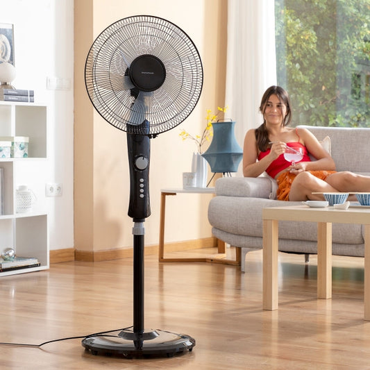 Fan "Breezinn" in black - pedestal fan with timer