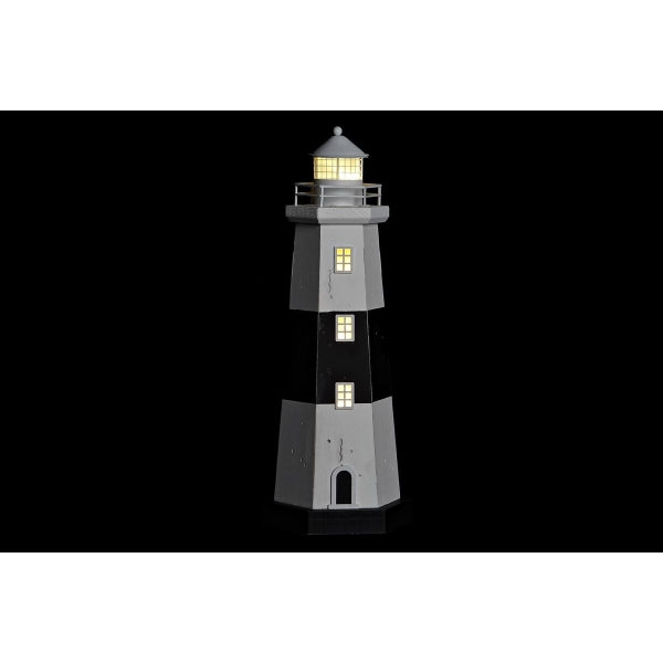 Dekoration Maritim Leuchtturm (42 cm) weiß/schwarz - LED-Beleuchtung