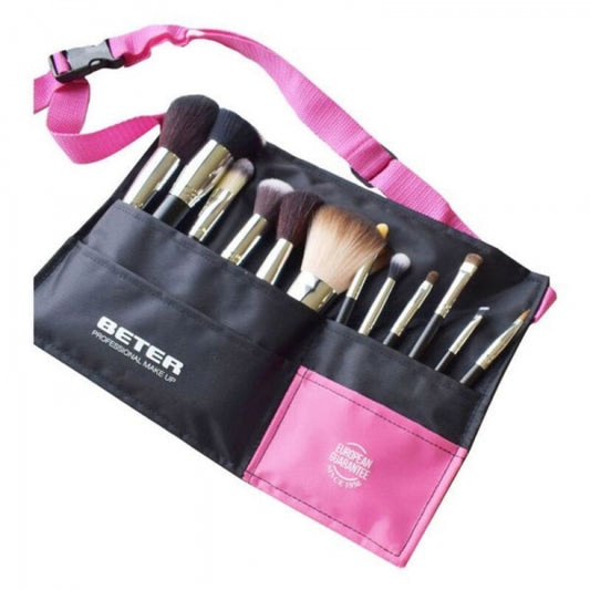 Make-up brush set "Miset" made of wood with transport bag - elegant make-up