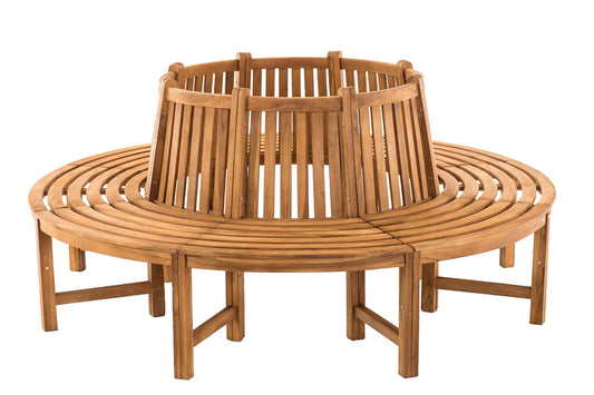 Banc "Novum" (2 m) en teck de haute qualité - banc d'arbre rond