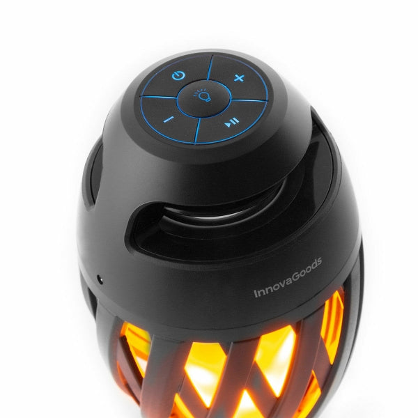 Lampe de jardin & Enceinte BT 2-en-1 - Avec flammes LED