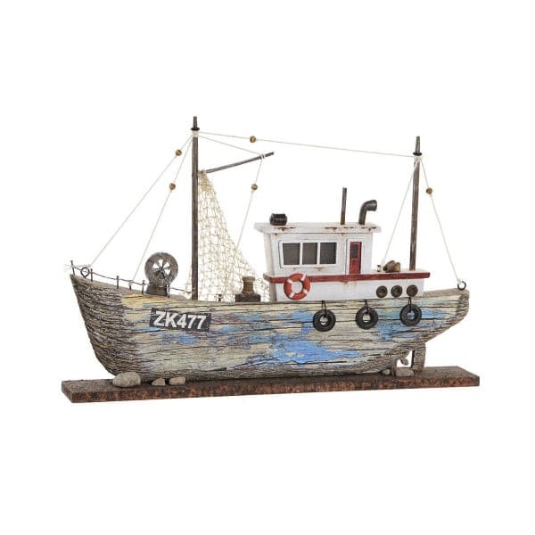 Decoration Maritime Fishing Boat with LED - Made of Paulonia wood