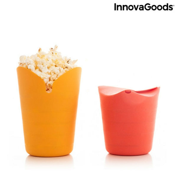 Popcorn box (2 pieces) made of foldable silicone - Prepare in the microwave